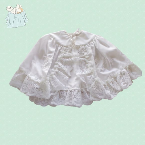 Vintage Baby Christening Gown with cape and bonnet 3 - 12 Months 2890 - Picture 4 of 7